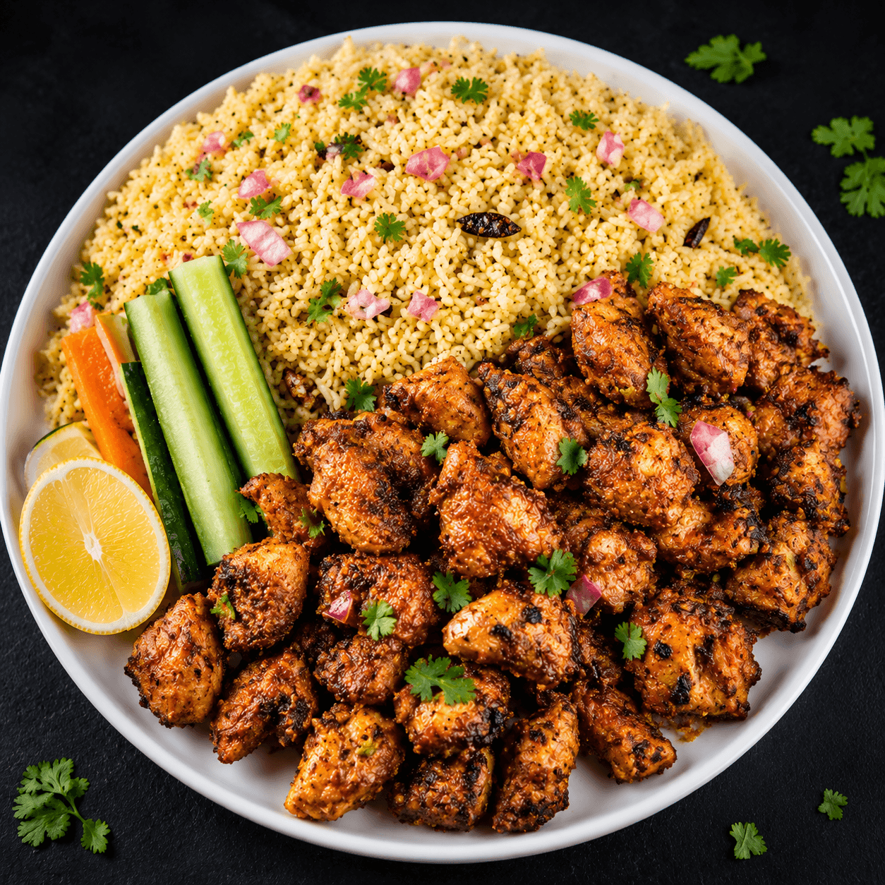 Chicken taas with fragrant rice at Inaruwa Tass House